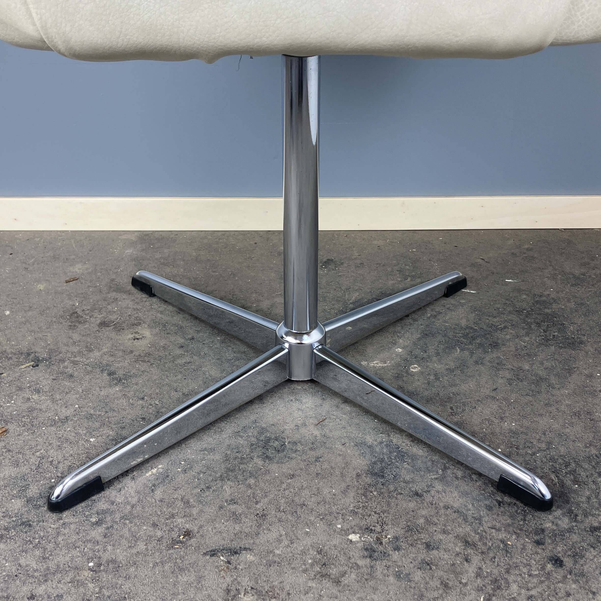 Swivel cocktail chair, chrome and faux leather,vintage from the 70s