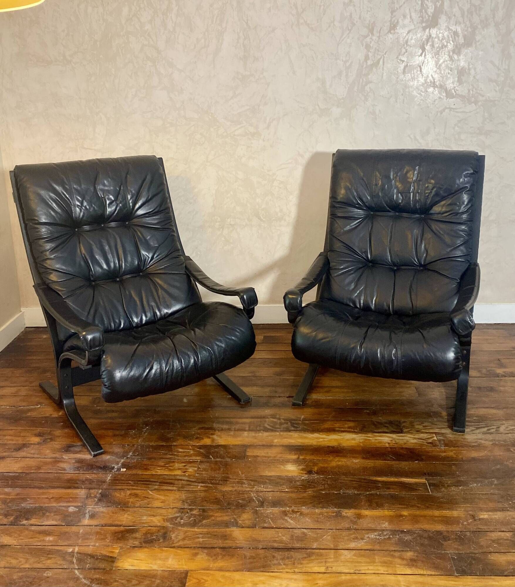 Pair of vintage Westnofa Siesta armchairs by Ingmar Relling 1960.