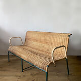 Rattan banquette sofa
