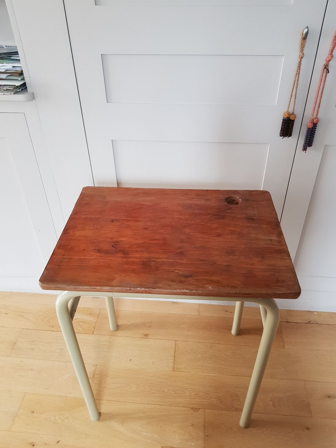 Wood and metal school desk