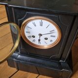 Napoleon III style black marble clock, in working condition