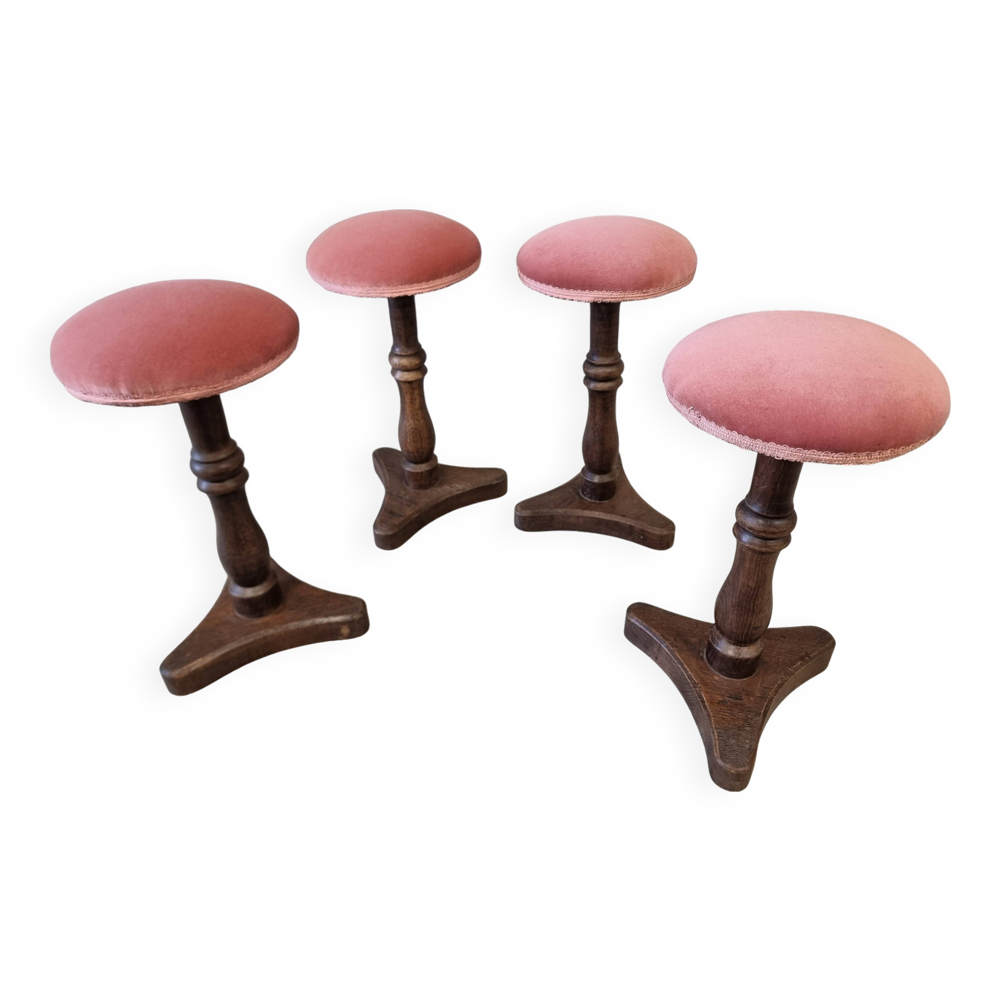 Set of antique stools old pink 1920s