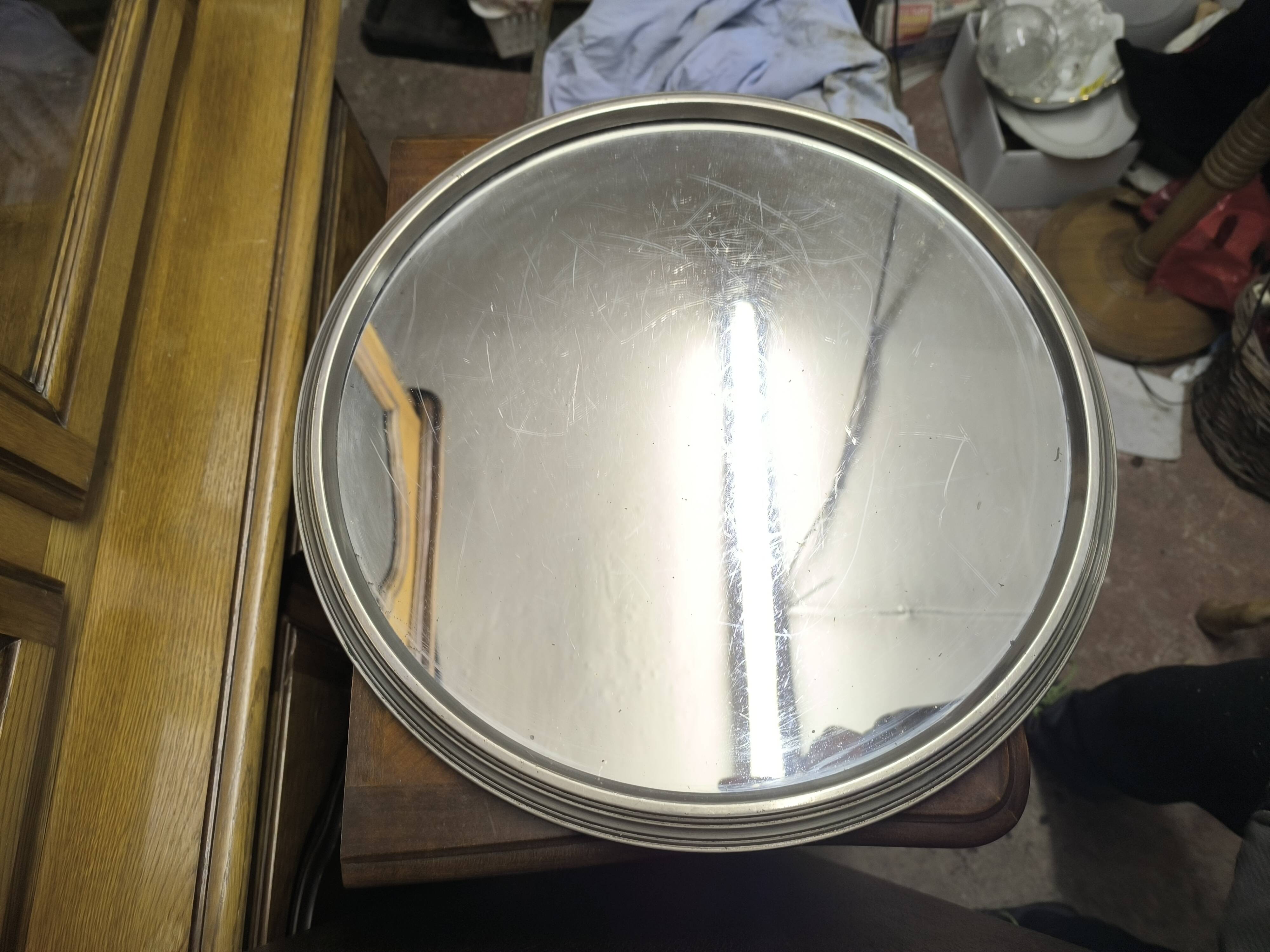 Art Deco aluminum and mirror serving tray