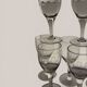 7 wine glasses with Greek decoration / glass. Height 16.5 cm. Diameter at the rim.