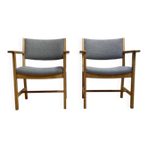 DUO DE FAUTEUILS ESTAMPILLE "HANS WEGNER" 1960.