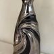 Vase vintage en faïence laquée argenté et noir estampillé