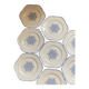 Set of 10 antique 6-sided flat plates – late 19th century earthenware, oriental light blue decor