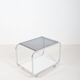 Vintage serving trolley with chrome and glass, 1970s