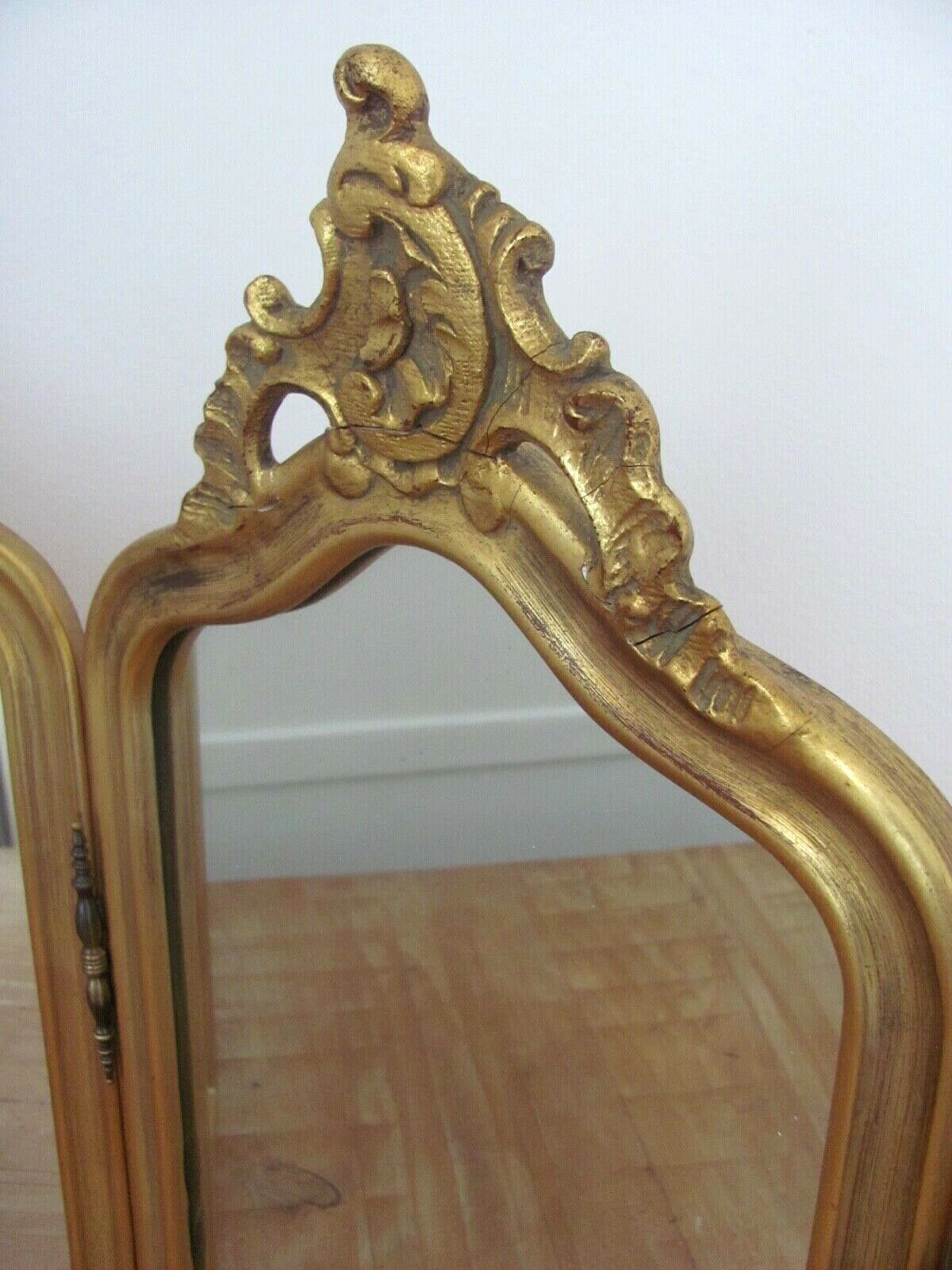 Triptych mirror - golden frame  - 57x84cm