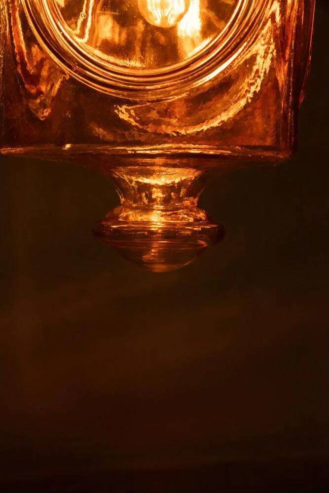 Japandi suspended glass lamp, vintage cubic bohemian glass lamp.