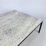 Mid Century Minimalistic Steel and Travertine Coffee Table, 1960s