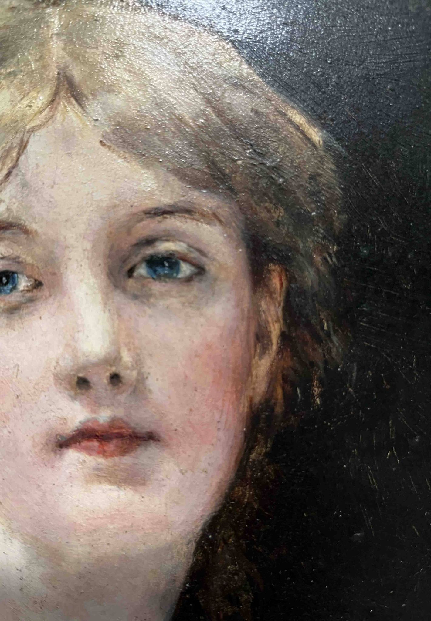 Tableau HSP circa 1900 Portrait Art Nouveau "Woman with the Letter" + frame