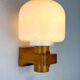 Pair of Nordic pine wood & opaline wall lights – Denmark 1970s