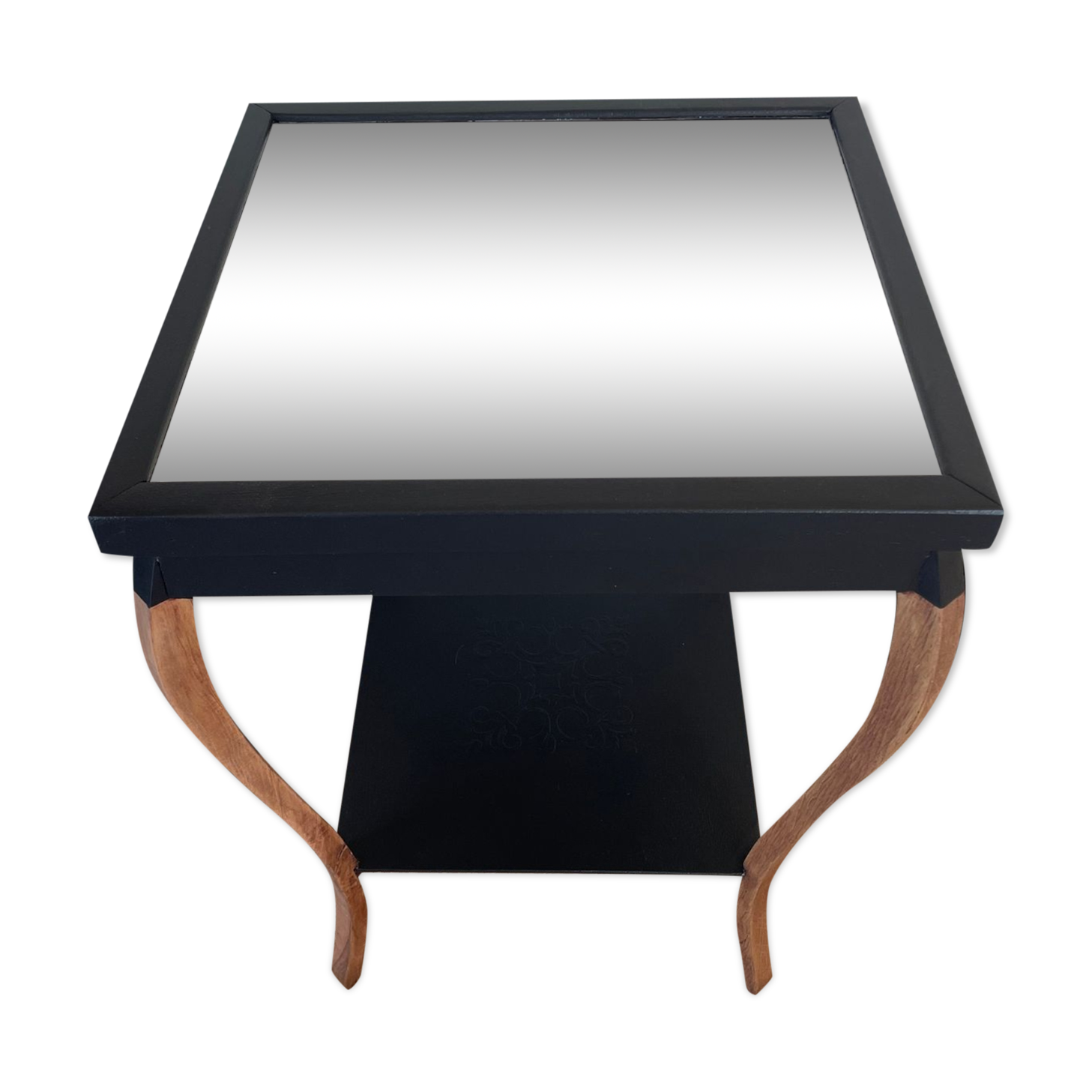 Black and wood side table