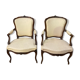 Paire de fauteuils style Louis XV beige