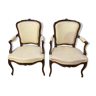 Paire de fauteuils style Louis XV beige