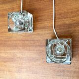 Vintage German glass cube table lamps TA 14 by Peill & Putzler, 1970s, set of 2.