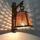 Pair of rattan and cane lantern wall lights. 1950s-60s