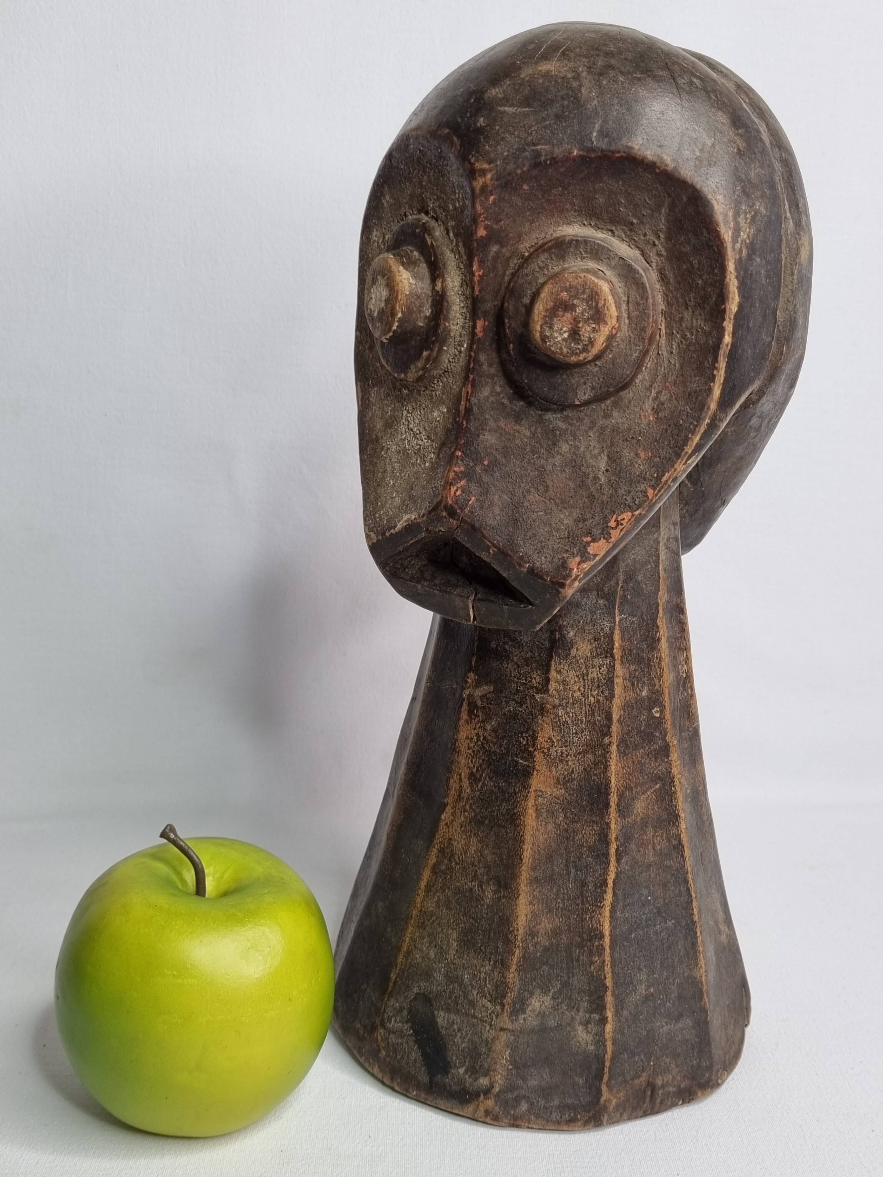Tribal wooden sculpture, African ritual art, Kalunga Bembe head, 31 cm