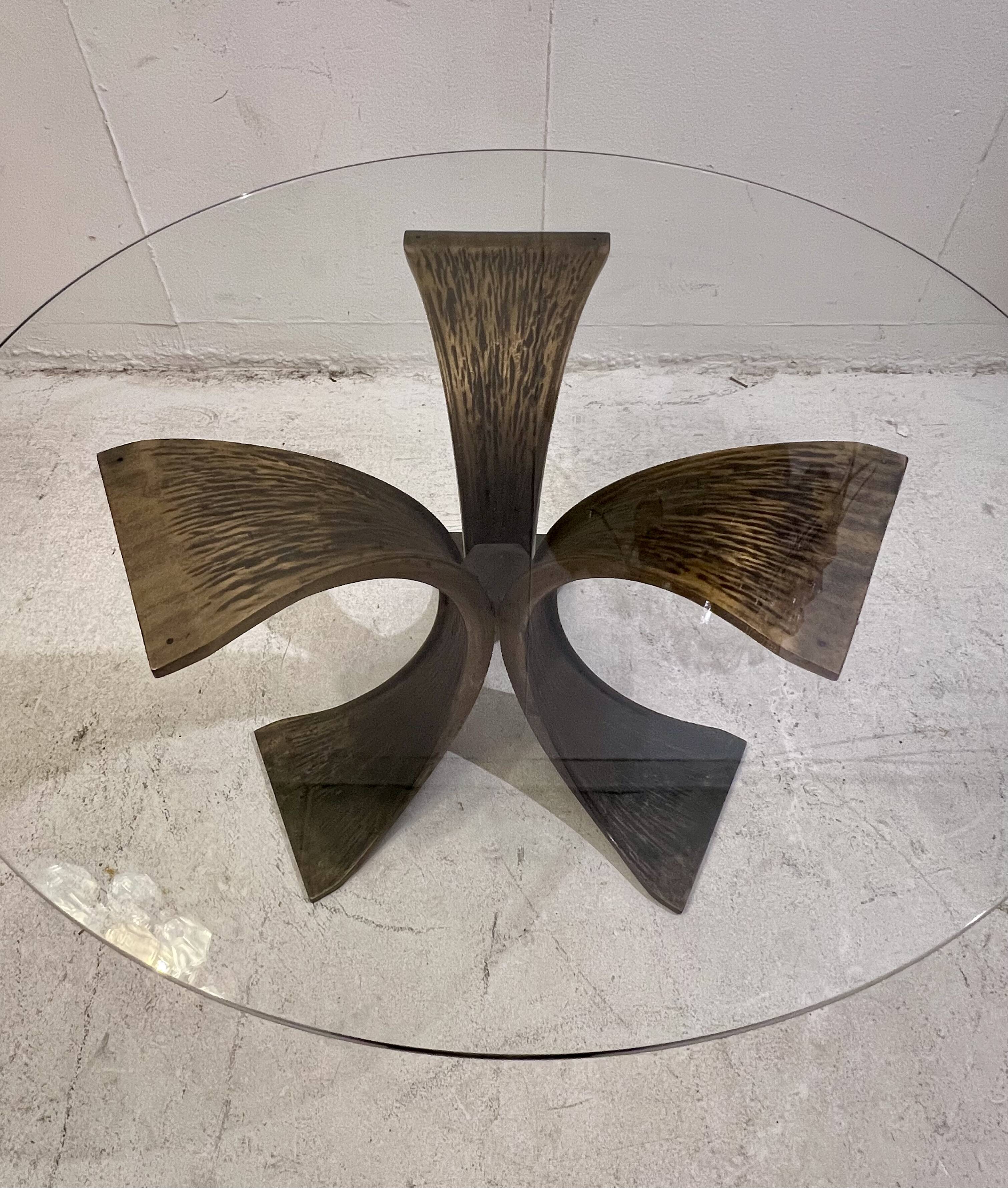 Mid-Century Glass And Bronze Coffee Table, 1960s