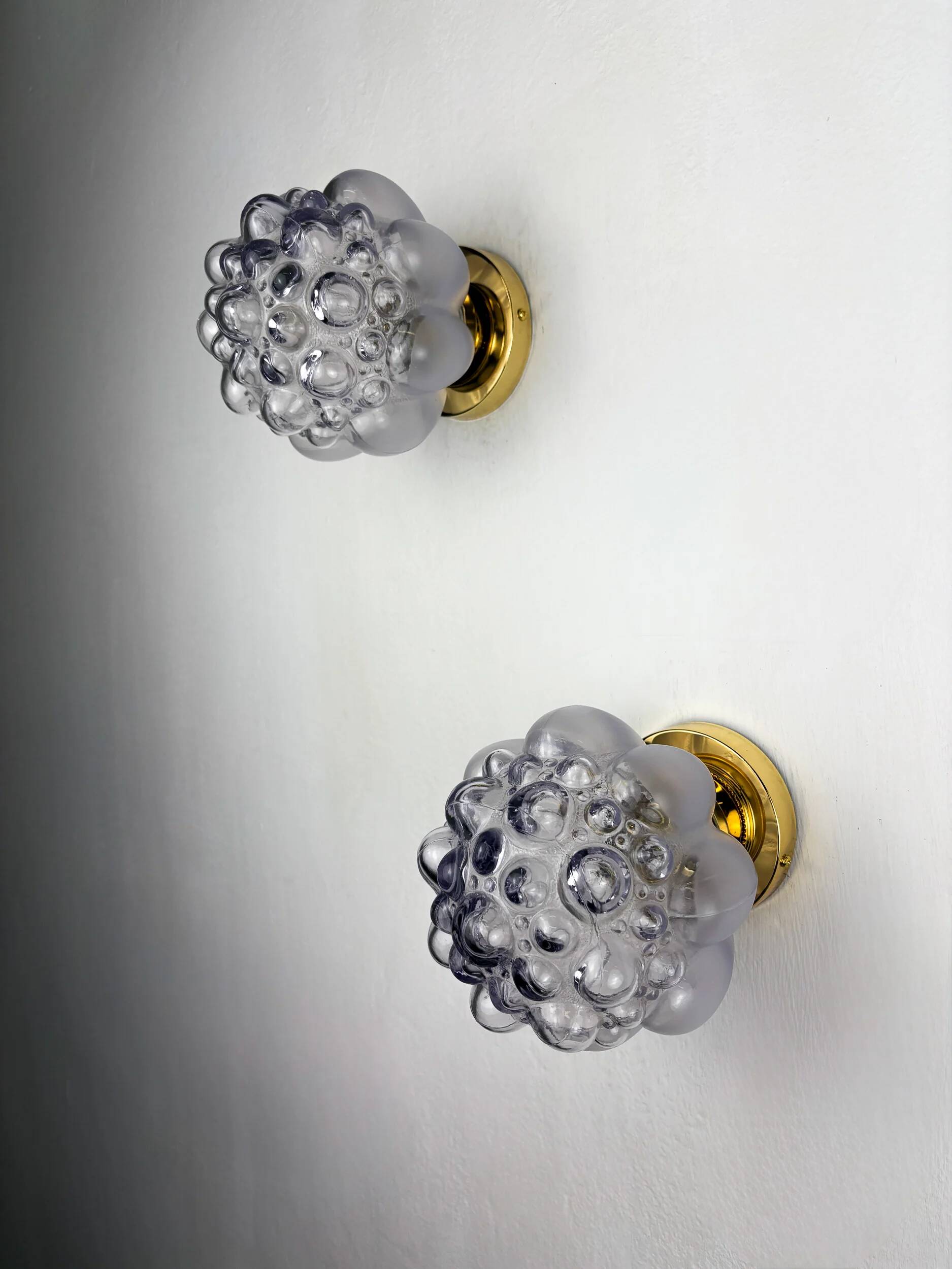 Pair of bubble glass sconces – Helena Tynell style, Germany, circa 1970s