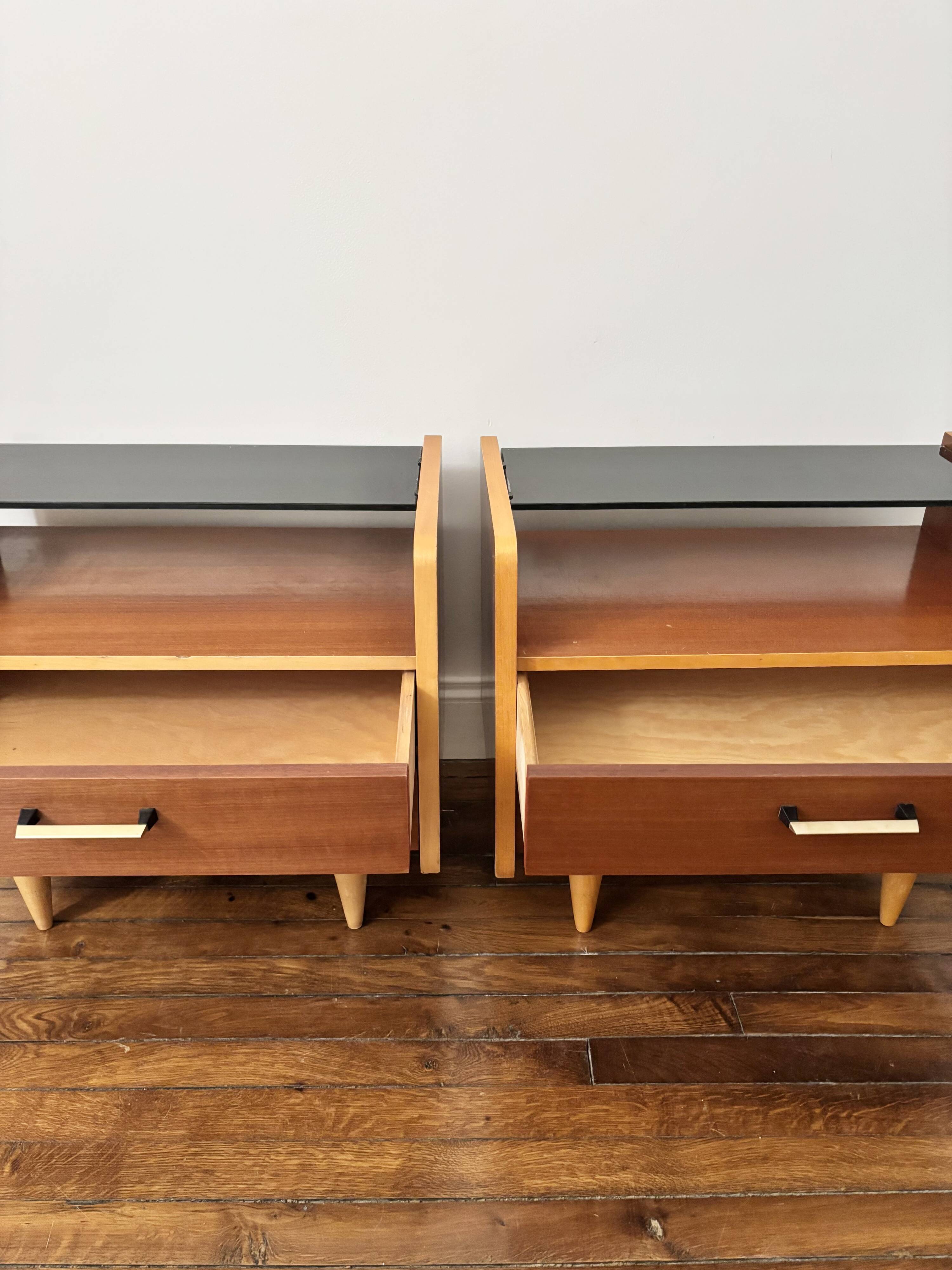 Paire tables de chevet vintage mid-century