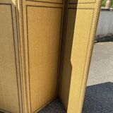Antique 4-panel screen – burlap and upholstery nails