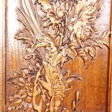 3 Panneaux en bois sculpté, Décors Floraux et Animaliers, Indochine