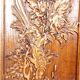 3 carved wooden panels, floral and animal decorations, Indochina