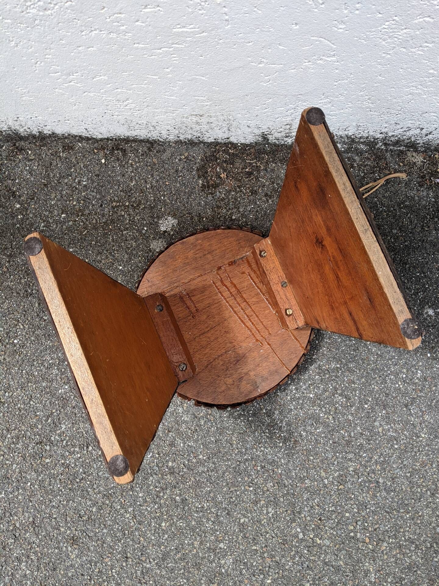 Wood and leather stool, handcrafted African art.