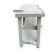 Light blue painted wooden workbench
