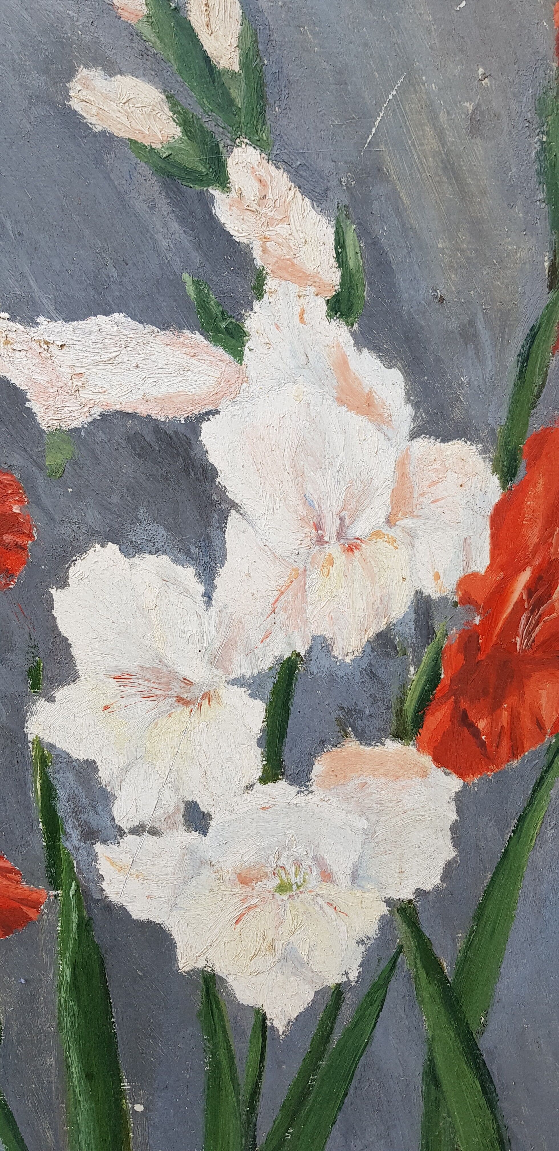 Painting on wood: gladiolus