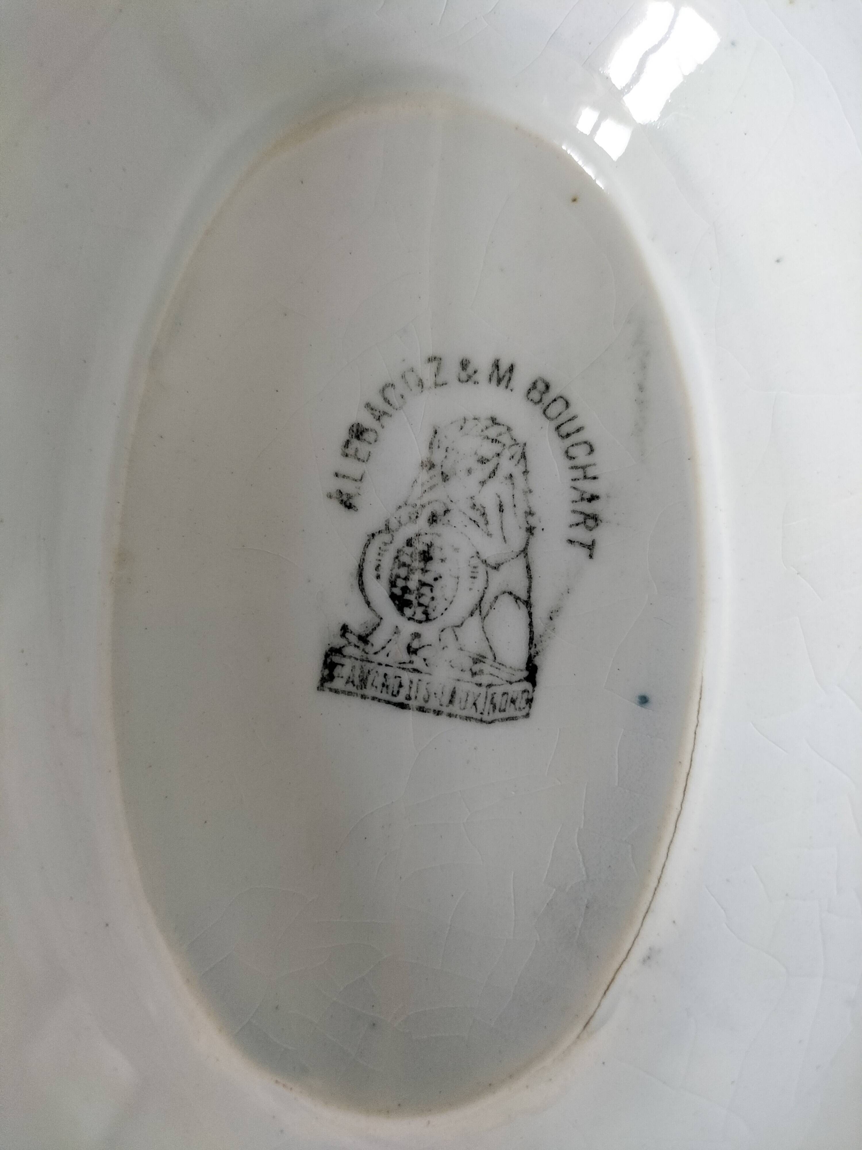 Rare vegetable dish by A. Lebacqz & M. Bouchart, marine decoration