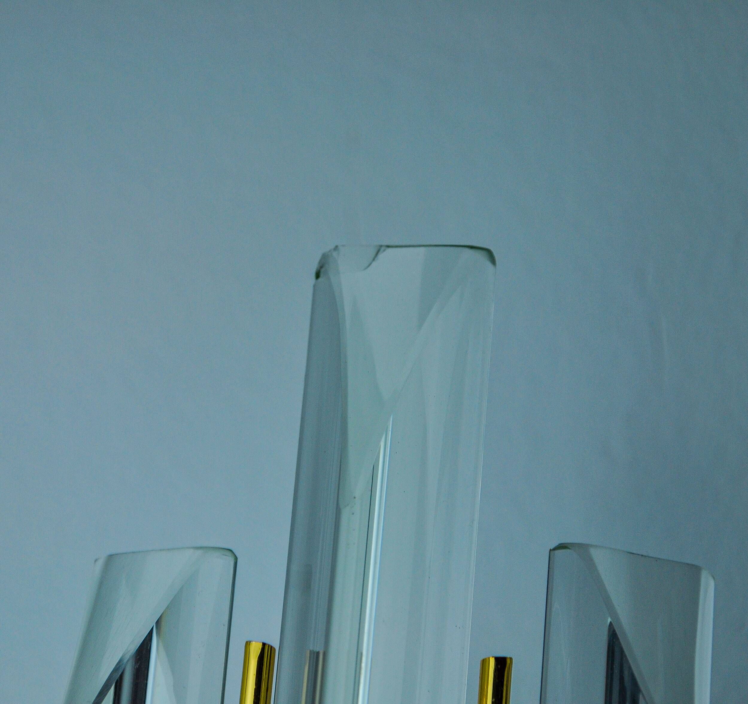 Pair of Venini wall lights, triedri glass, murano, Italy 1970