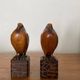Pair of Art Deco bookend birds in carved wood cubizing 1930