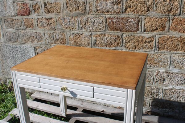 Bureau esprit Art Déco console Art Déco rénovée – blanc beige “Troubl