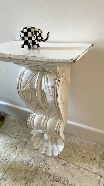White Patinated Wall Console Shelf