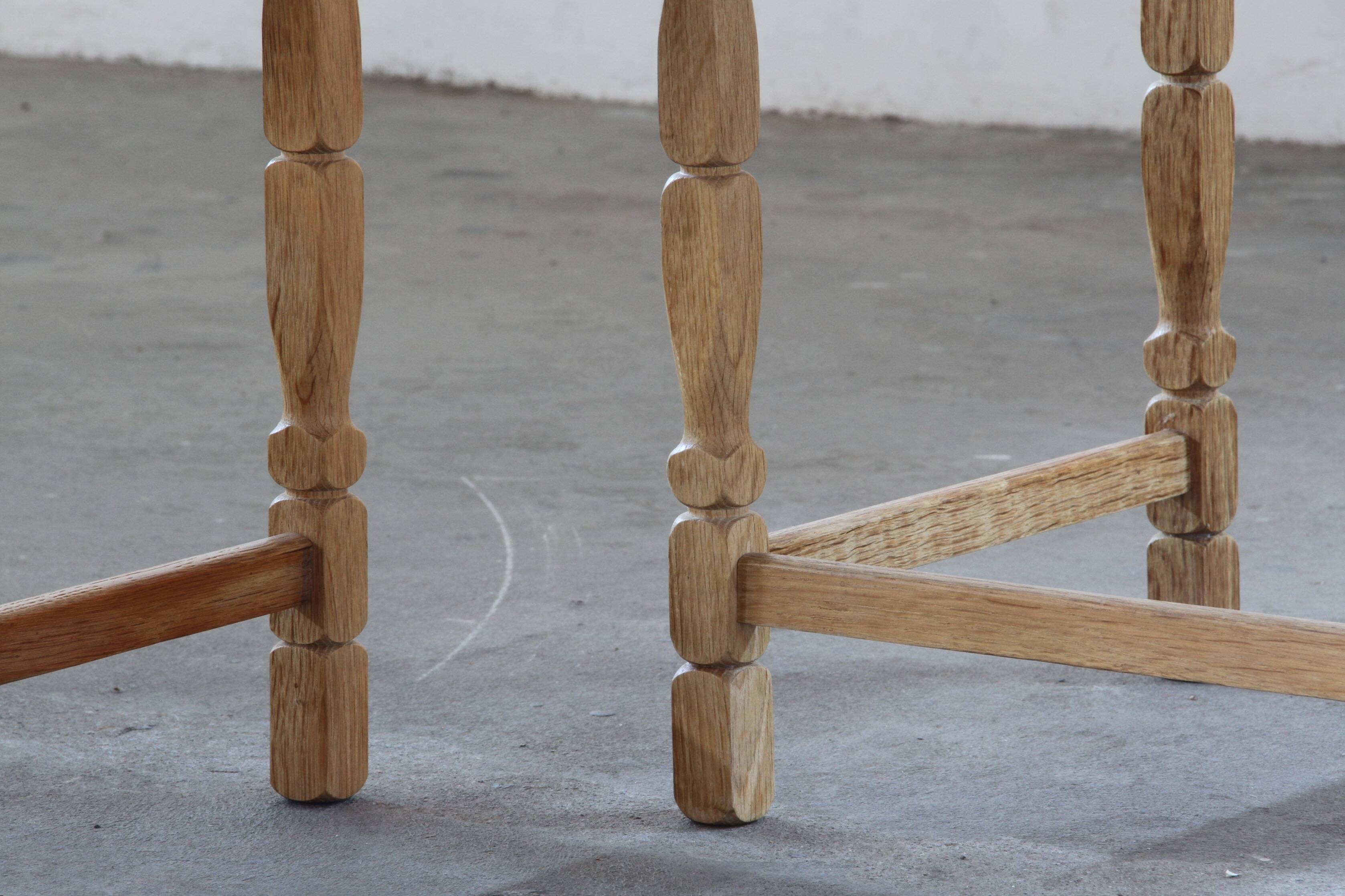 Vintage 1970s set of 3 Nesting / Stacking Oak Tables, style of Henning Kjær