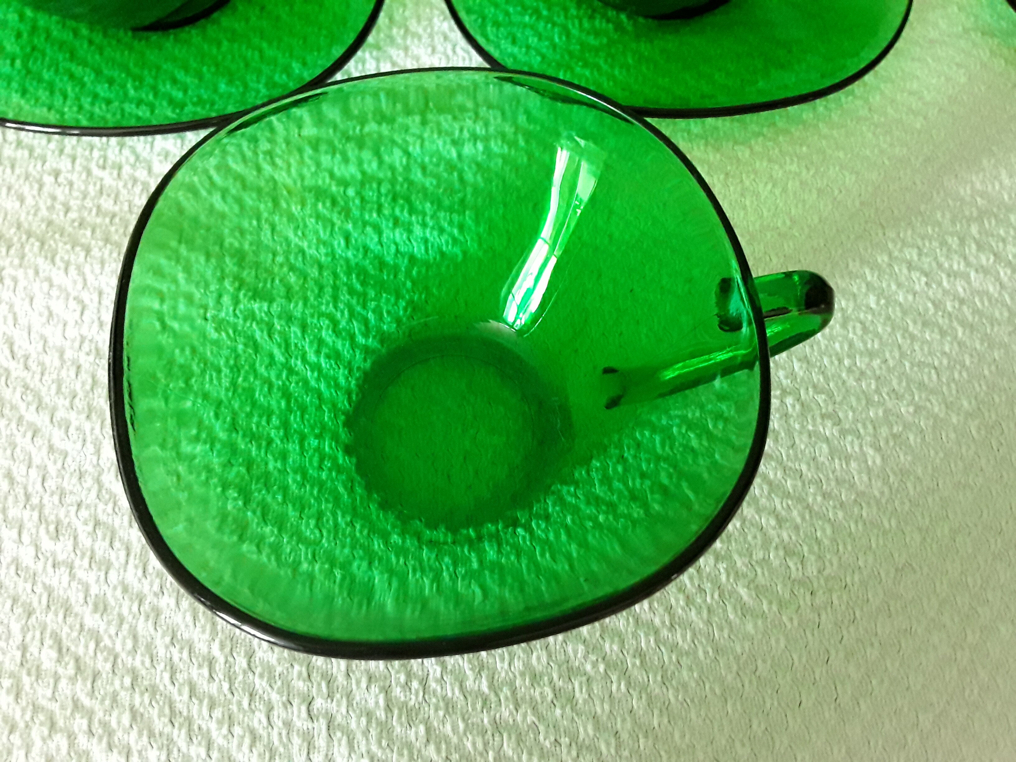 Vintage Vereco cups made of green glass
