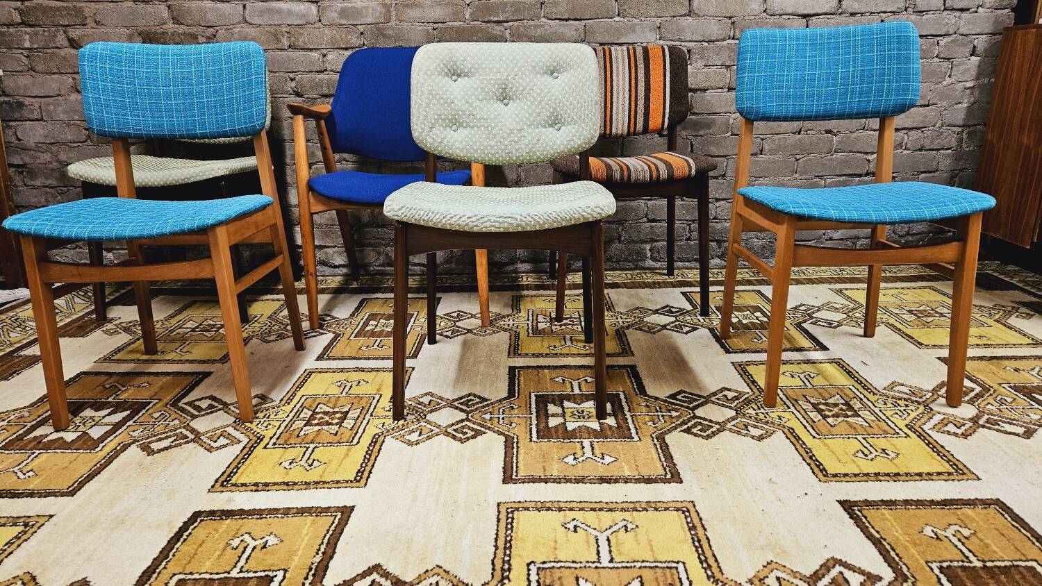 Set of 6 mismatched 1960s Scandinavian chairs