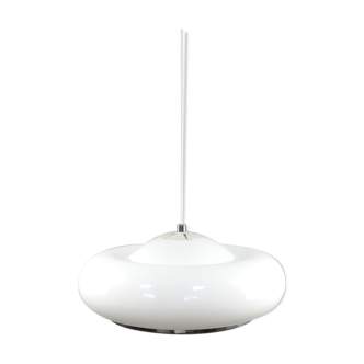 Italian space-age white acrylic pendant lamp