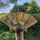 Vintage XXL wall fan hand-painted, Ibis