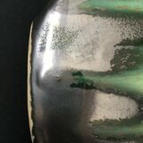 Carafe broc pitcher in green ceramic with metallic highlights