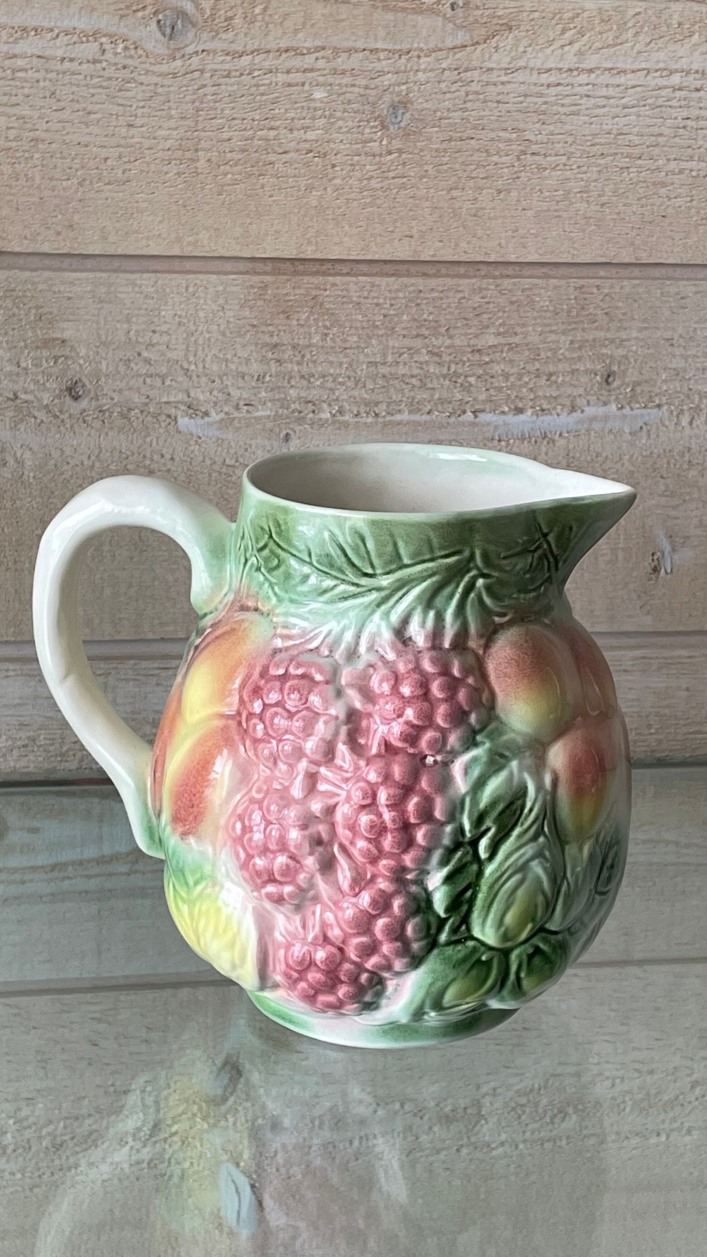 Vintage fruit slip pitcher