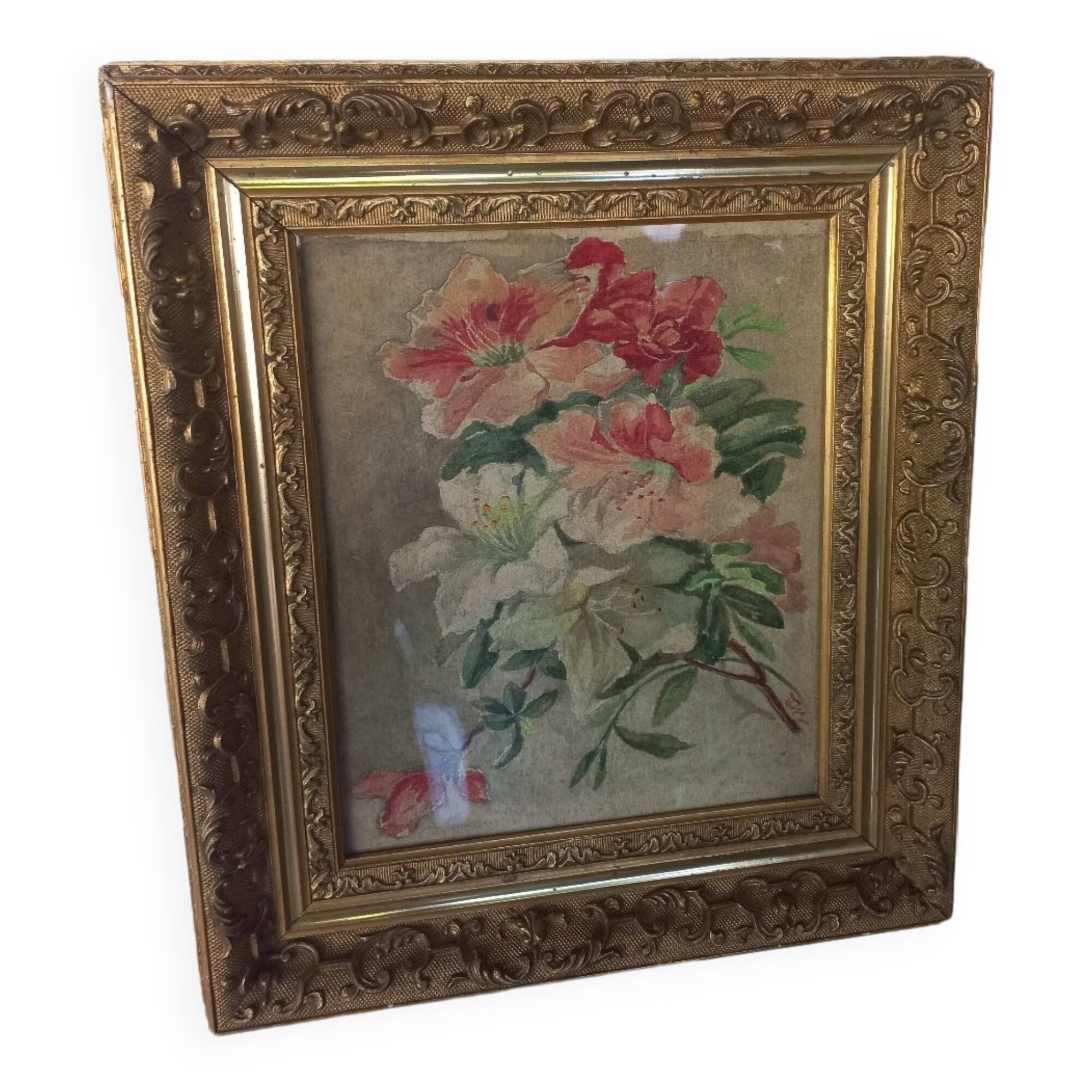 Watercolor painting bouquet of flowers