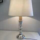 Silver metal candlestick lamp foot