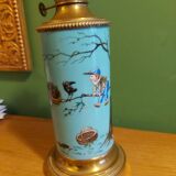 Lampe a petrole en ceramique emaillee