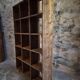 Old industrial shelf / room divider in pine, France, early 20th century