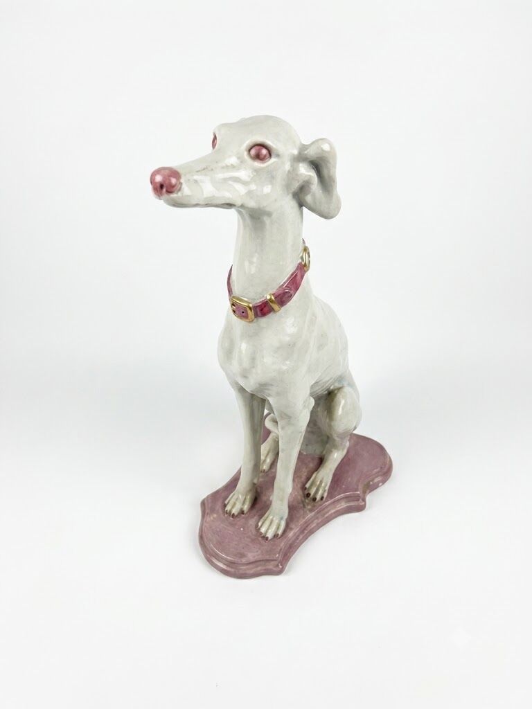 Large Sitting Greyhound Statue in Concrete / Cement - Garden Decoration or