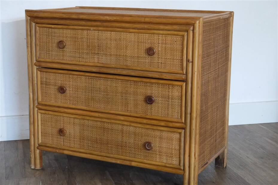 Commode en rotin et bambou, 1970